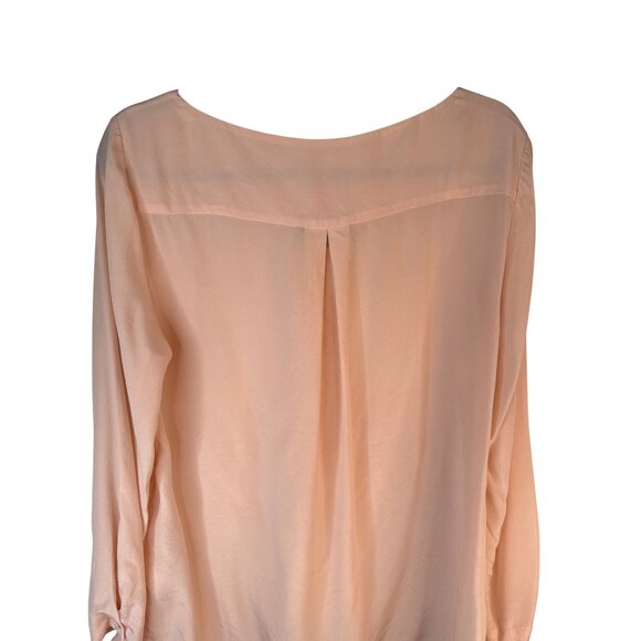 2/$30 Banana Republic Medium Pale Peach Silk Long Sleeve Blouse - Picture 8 of 16